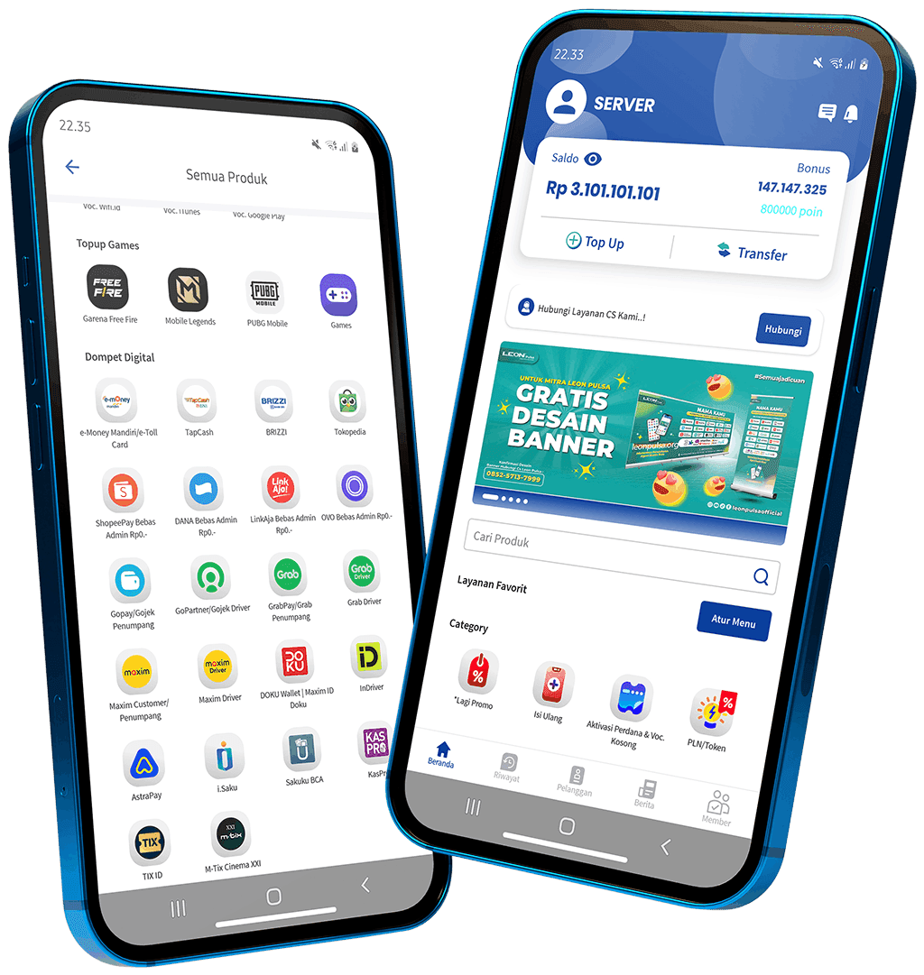 Aplikasi distribusi pulsa dan PPOB